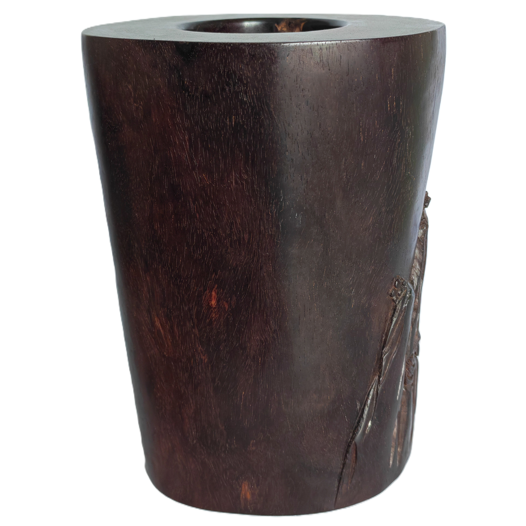 Chinese Brush Pot with Goat and Bamboo Motif