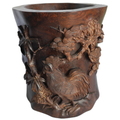 Chinese Brush Pot With Chicken & Pine Tree Motif