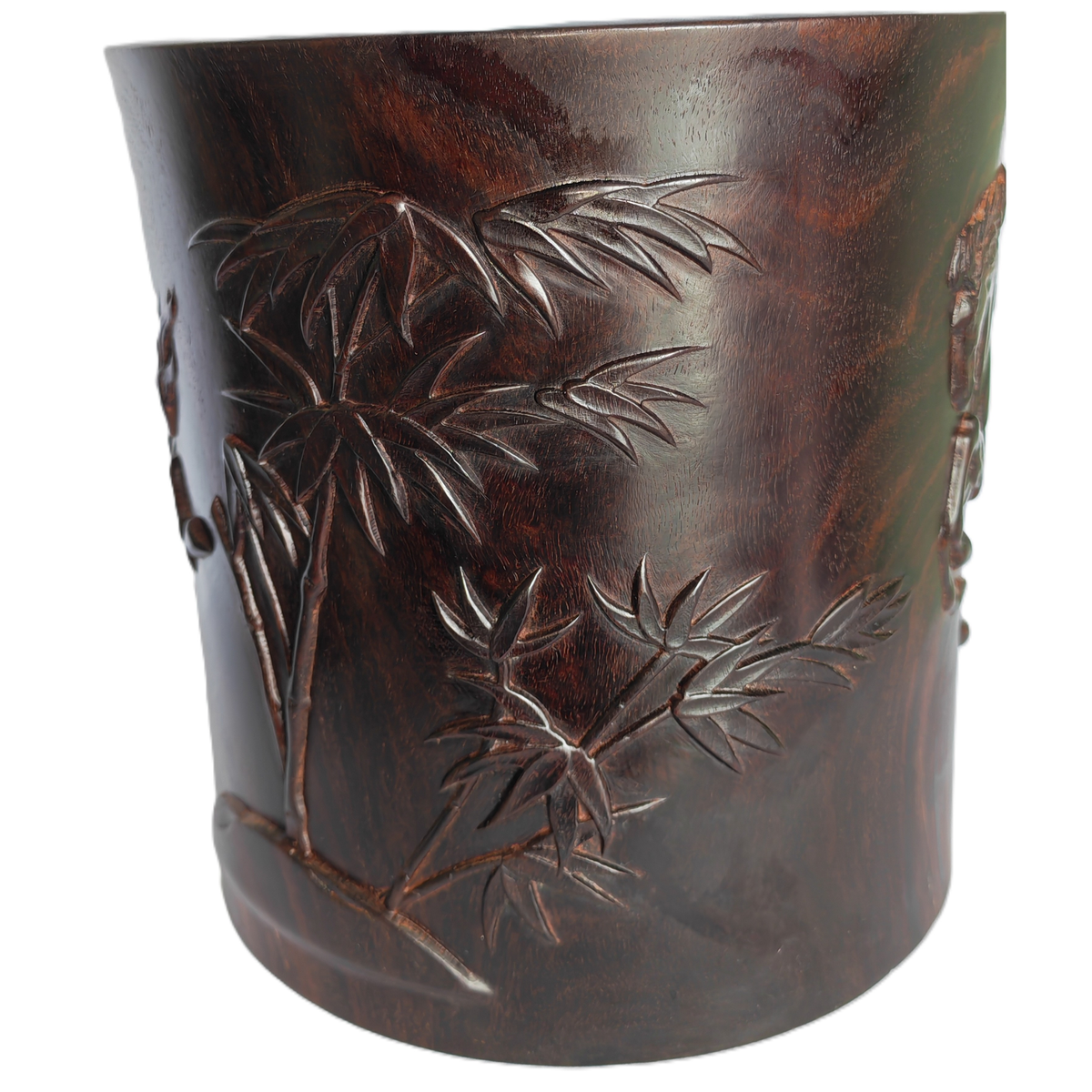 Chinese Brush Pot With Horse and Plant Motif