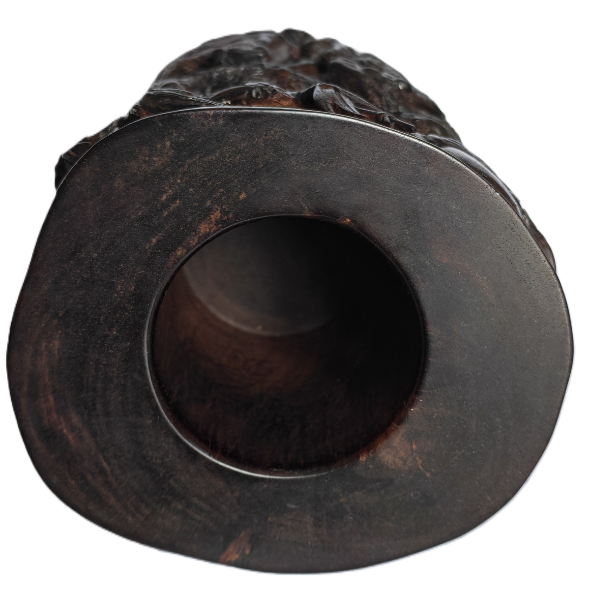 Chinese Brush Pot with Goat and Bamboo Motif